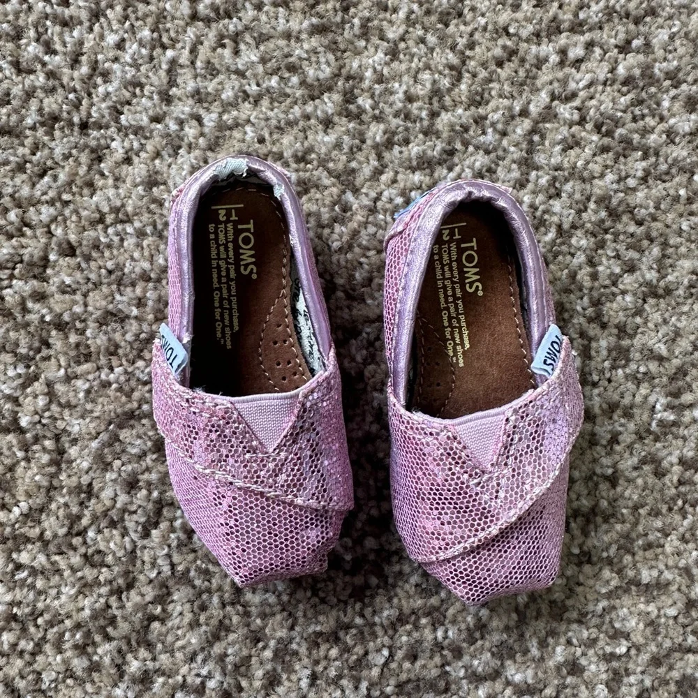TOMS Kids Pink Sparkle Shoes